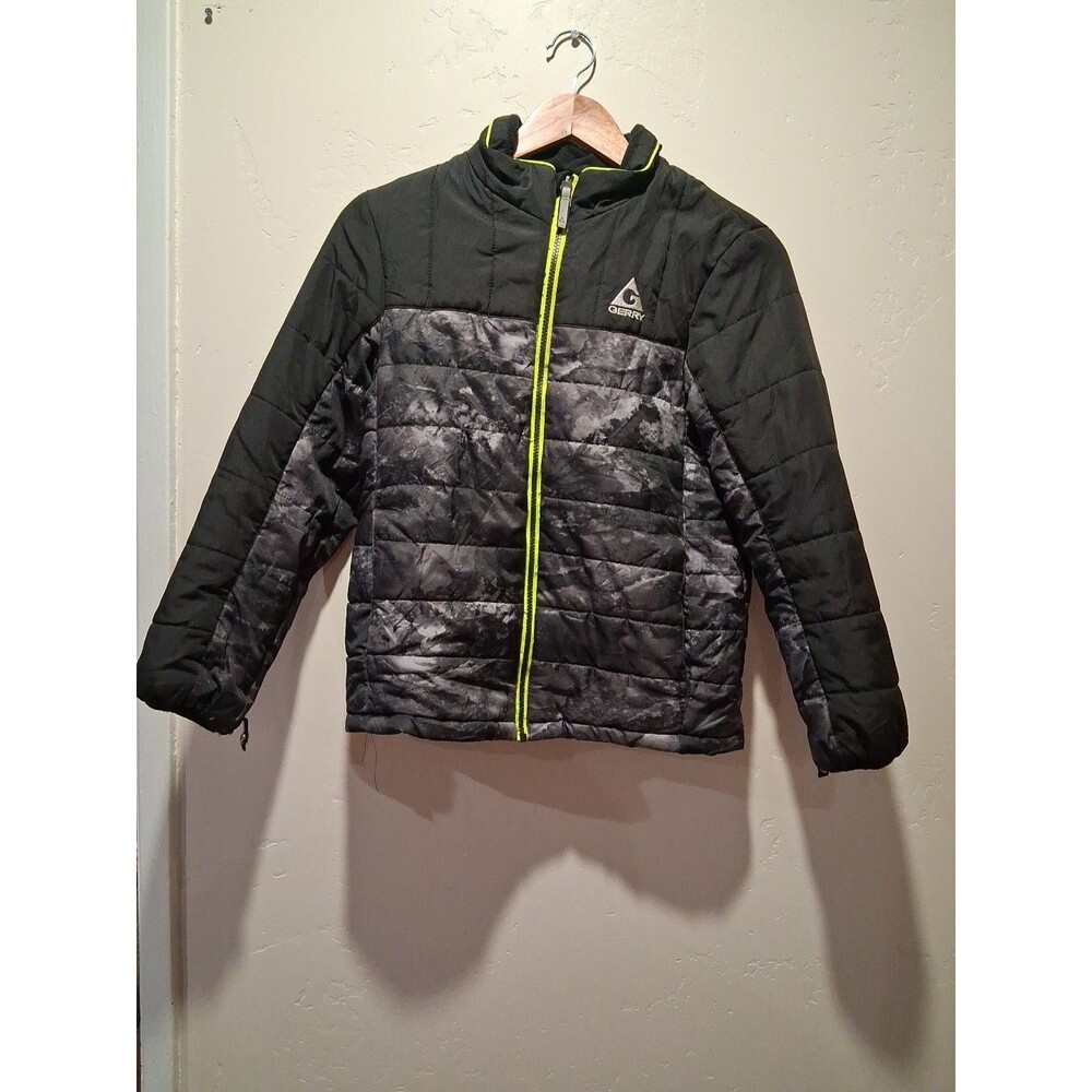 Boys Kids Gerry Gray/Black Camo Puff Jacket Size‎ 10/12 Outdoor Snow Activewear